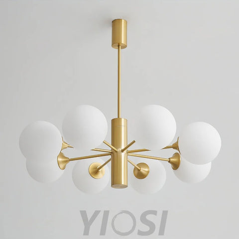 Stella Brass Chandelier with 3/6/8 heads - Bend, Marshmallow Chandelier-1-Yiosilamp