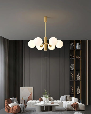 Stella Brass Chandelier with 3/6/8 heads - Bend, Marshmallow Chandelier-1-Yiosilamp