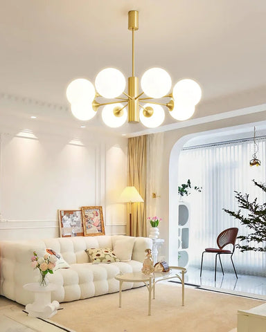 Stella Brass Chandelier with 3/6/8 heads - Bend, Marshmallow Chandelier-1-Yiosilamp