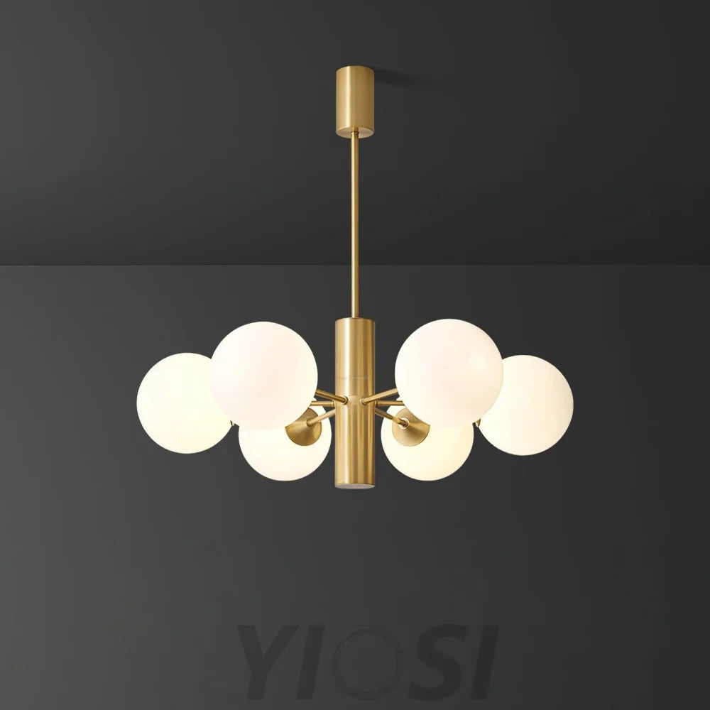 Stella Brass Chandelier with 3/6/8 heads - Bend, Marshmallow Chandelier-1-Yiosilamp