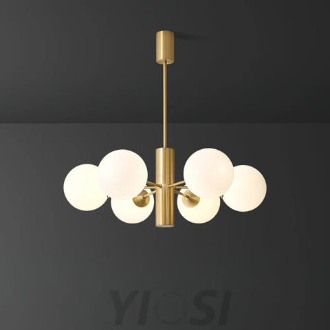 Stella Brass Chandelier with 3/6/8 heads - Bend, Marshmallow Chandelier-1-Yiosilamp