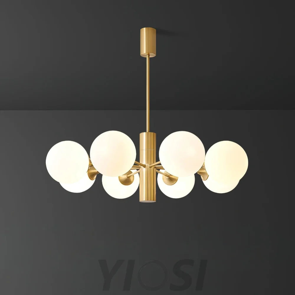 Stella Brass Chandelier with 3/6/8 heads - Bend, Marshmallow Chandelier-1-Yiosilamp