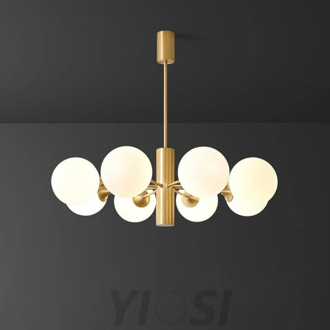 Stella Brass Chandelier with 3/6/8 heads - Bend, Marshmallow Chandelier-1-Yiosilamp
