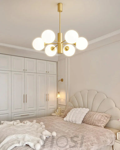 Stella Brass Chandelier with 3/6/8 heads - Bend, Marshmallow Chandelier-1-Yiosilamp