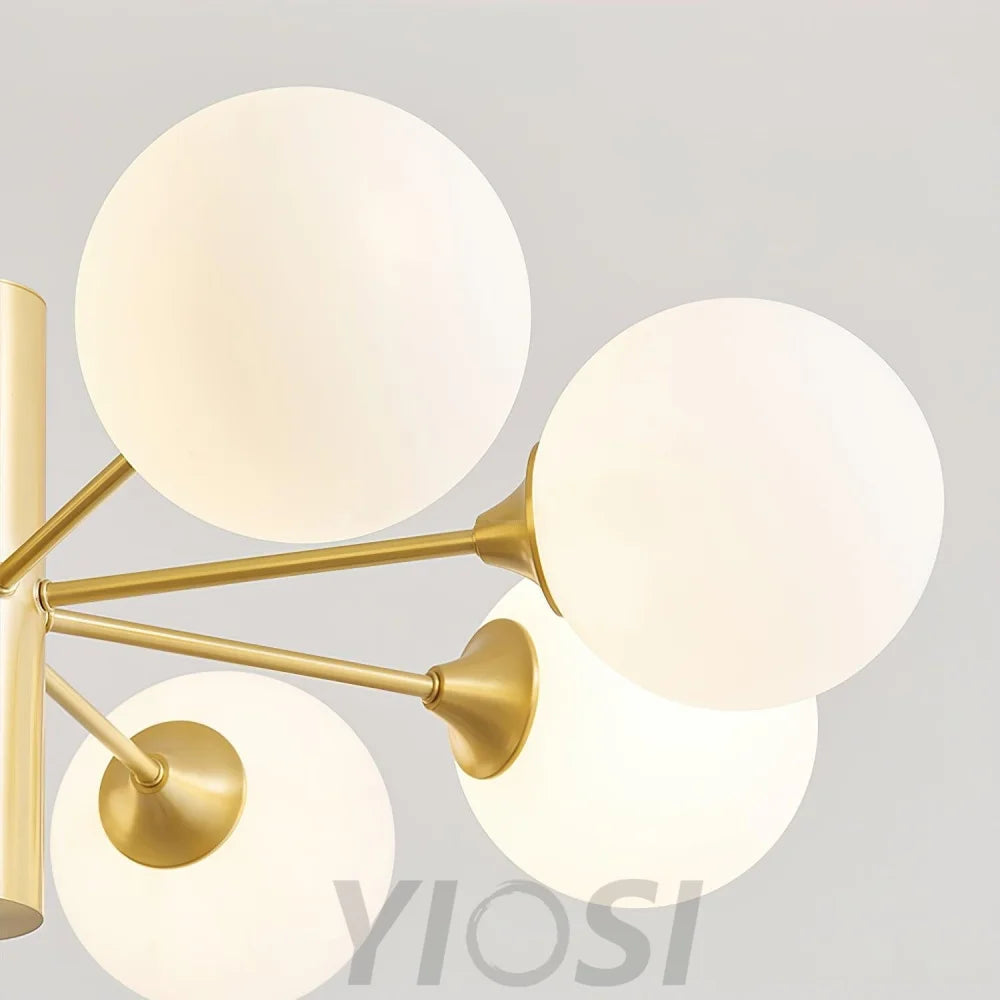 Stella Brass Chandelier with 3/6/8 heads - Bend, Marshmallow Chandelier-1-Yiosilamp