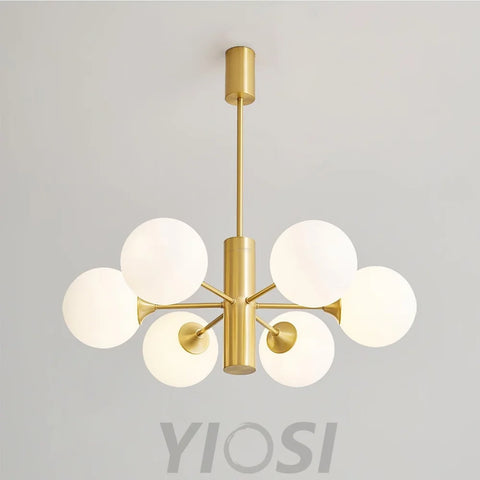Stella Brass Chandelier with 3/6/8 heads - Bend, Marshmallow Chandelier-1-Yiosilamp
