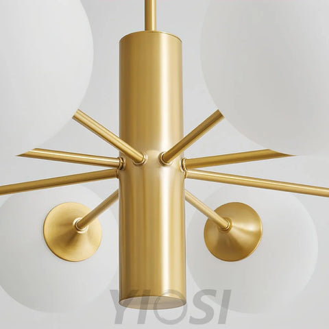 Stella Brass Chandelier with 3/6/8 heads - Bend, Marshmallow Chandelier-1-Yiosilamp