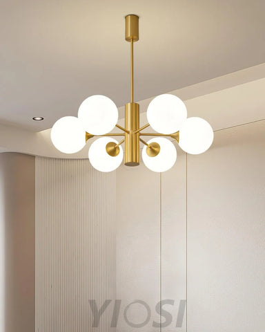Stella Brass Chandelier with 3/6/8 heads - Bend, Marshmallow Chandelier-1-Yiosilamp