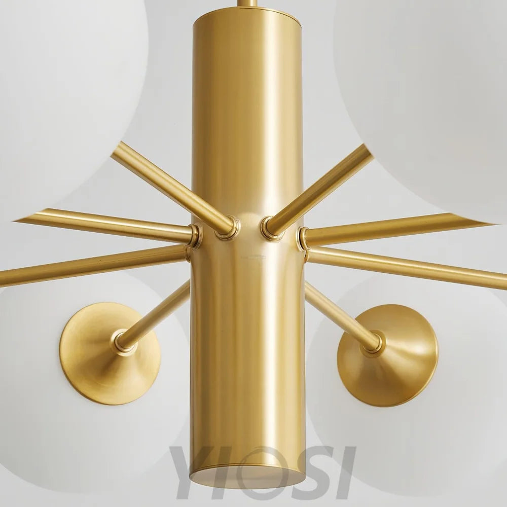 Stella Brass Chandelier with 3/6/8 heads - Bend, Marshmallow Chandelier-1-Yiosilamp