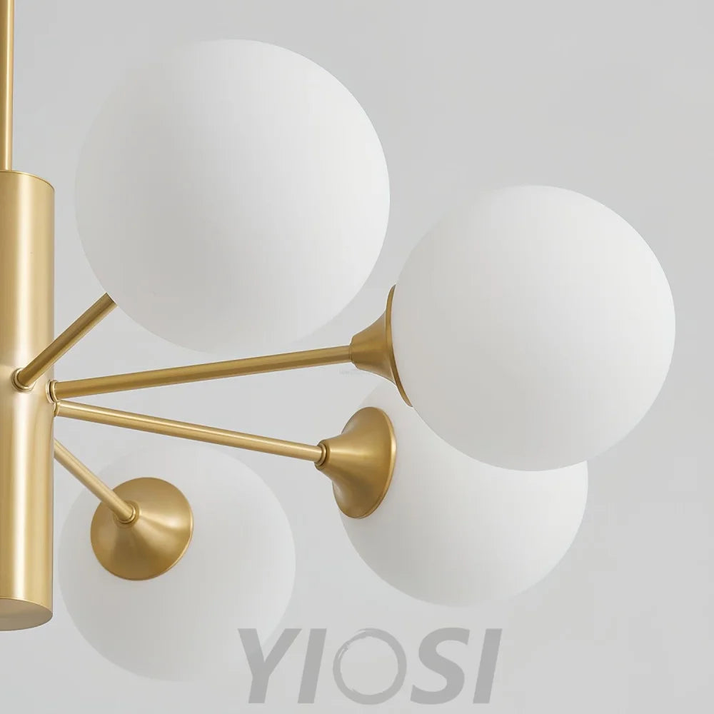 Stella Brass Chandelier with 3/6/8 heads - Bend, Marshmallow Chandelier-1-Yiosilamp