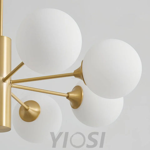 Stella Brass Chandelier with 3/6/8 heads - Bend, Marshmallow Chandelier-1-Yiosilamp