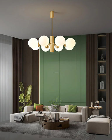 Stella Brass Chandelier with 3/6/8 heads - Bend, Marshmallow Chandelier-1-Yiosilamp