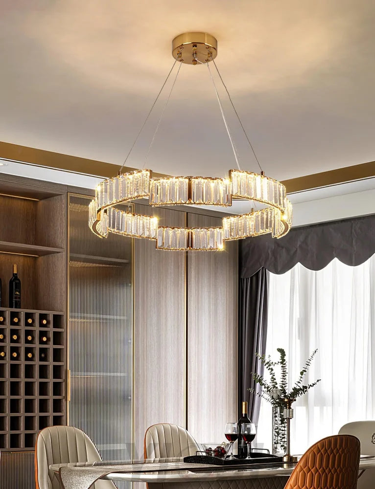 Stella Crystal Round Chandelier - Crystals, Cylinder-1-Yiosilamp