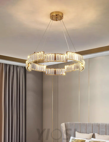 Stella Crystal Round Chandelier - Crystals, Cylinder-1-Yiosilamp