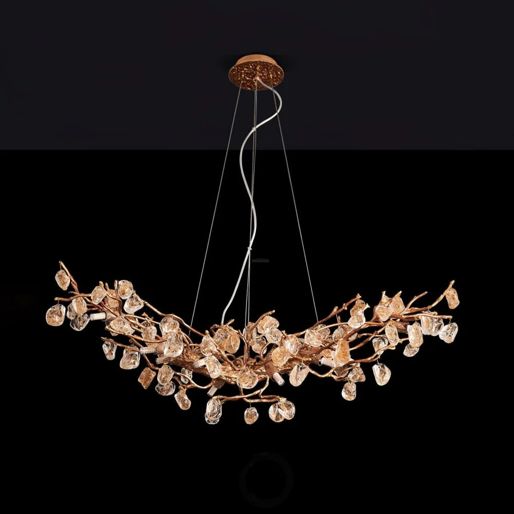 Stone Crystal Brass Chandelier  ∅ 5.1″ - Branch, Crystals-1-Yiosilamp