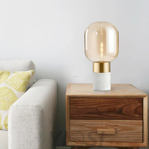 Storm Marble Table Lamp ∅ 9″ - Alabaster-1-Yiosilamp