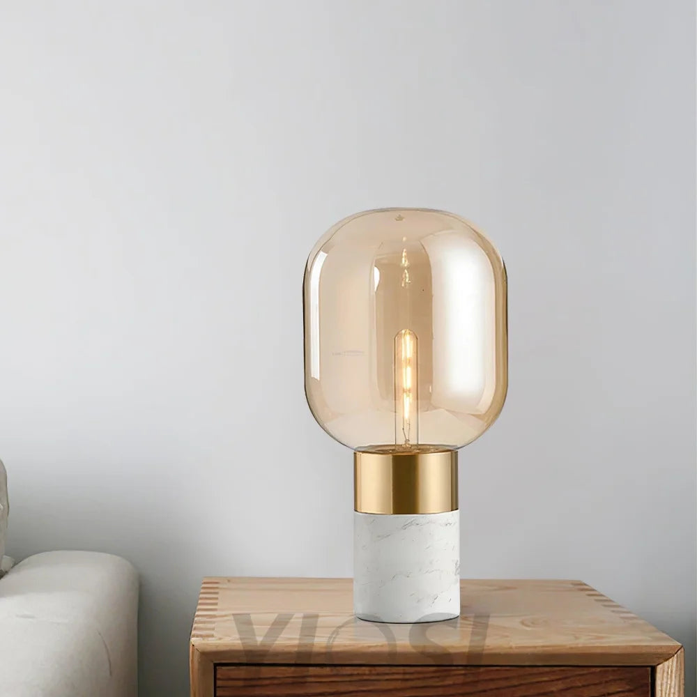 Storm Marble Table Lamp ∅ 9″ - Alabaster-1-Yiosilamp