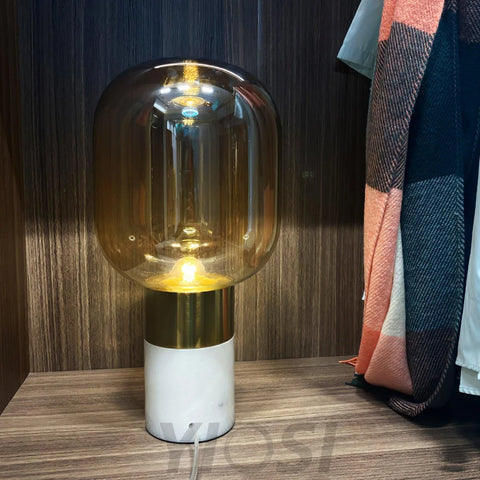 Storm Marble Table Lamp ∅ 9″ - Alabaster-1-Yiosilamp