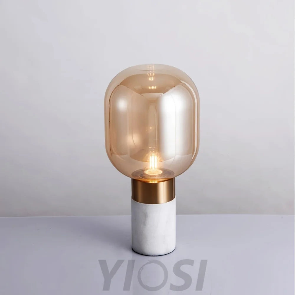 Storm Marble Table Lamp ∅ 9″ - Alabaster-1-Yiosilamp