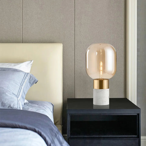 Storm Marble Table Lamp ∅ 9″ - Alabaster-1-Yiosilamp