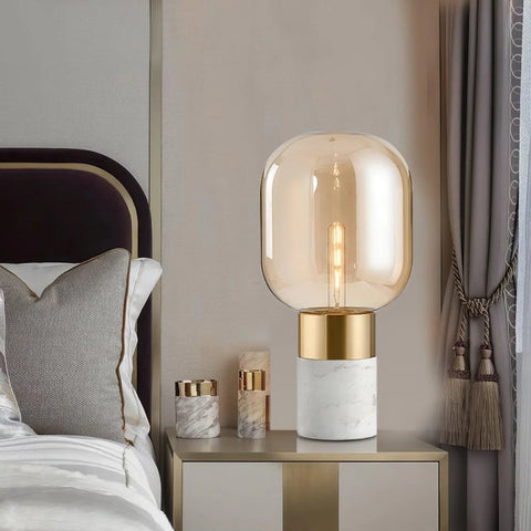 Storm Marble Table Lamp ∅ 9″ - Alabaster-1-Yiosilamp