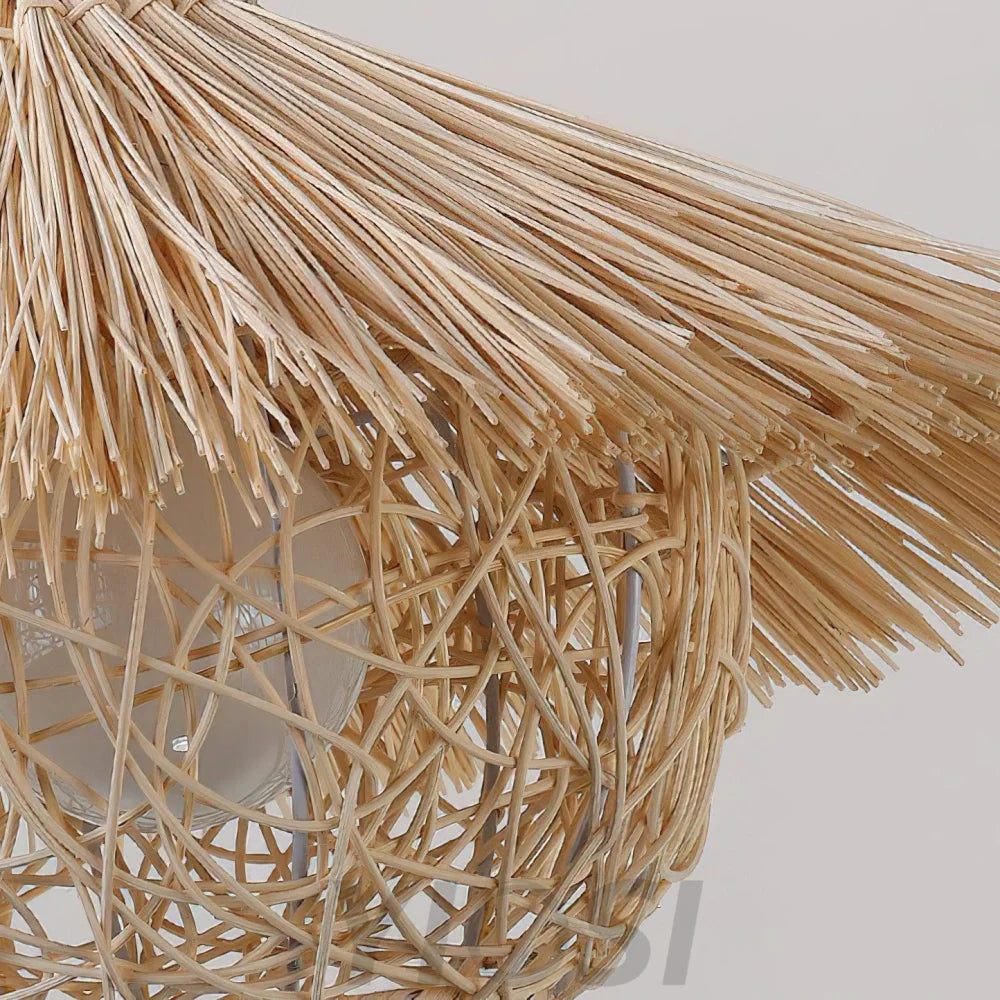 Straw Hat Pendant - Natural rattan, Rattan-1-Yiosilamp