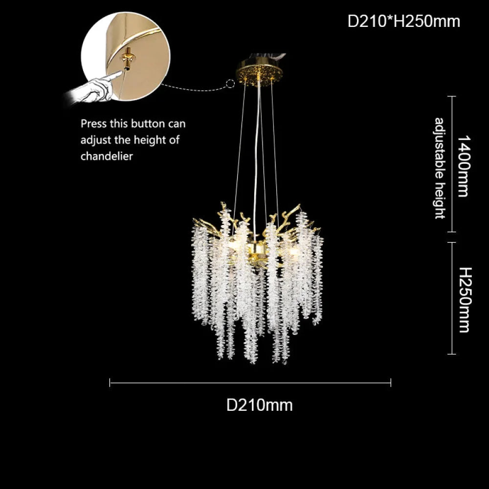 Sunniva Modern Gold Coin Crystal Round Branch Chandelier For Living Room 12.6’’Diam