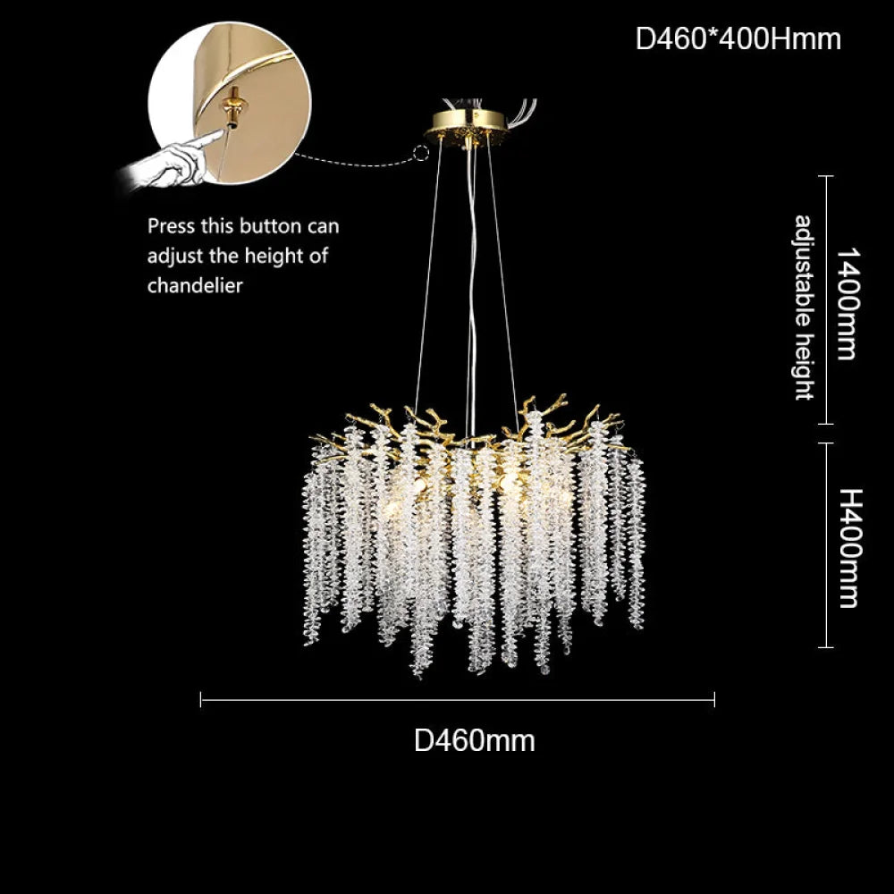 Sunniva Modern Gold Coin Crystal Round Branch Chandelier For Living Room 23.62’’Diam