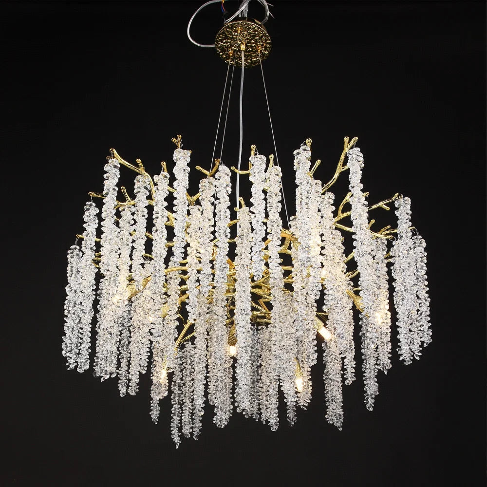 Sunniva Modern Gold Coin Crystal Round Branch Chandelier For Living Room 39.37’’Diam