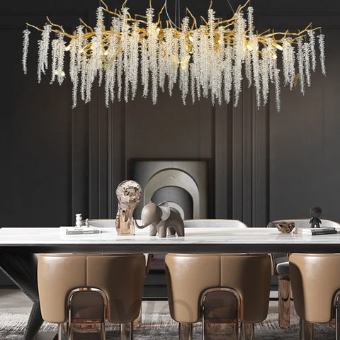 Sunniva Modern Gold Coin Crystal Round Branch Chandelier For Living Room