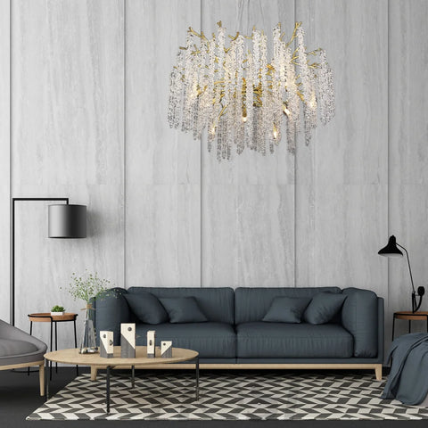 Sunniva Modern Gold Coin Crystal Round Branch Chandelier For Living Room