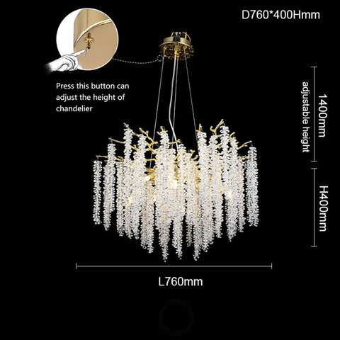 Sunniva Modern Gold Coin Crystal Round Branch Chandelier For Living Room