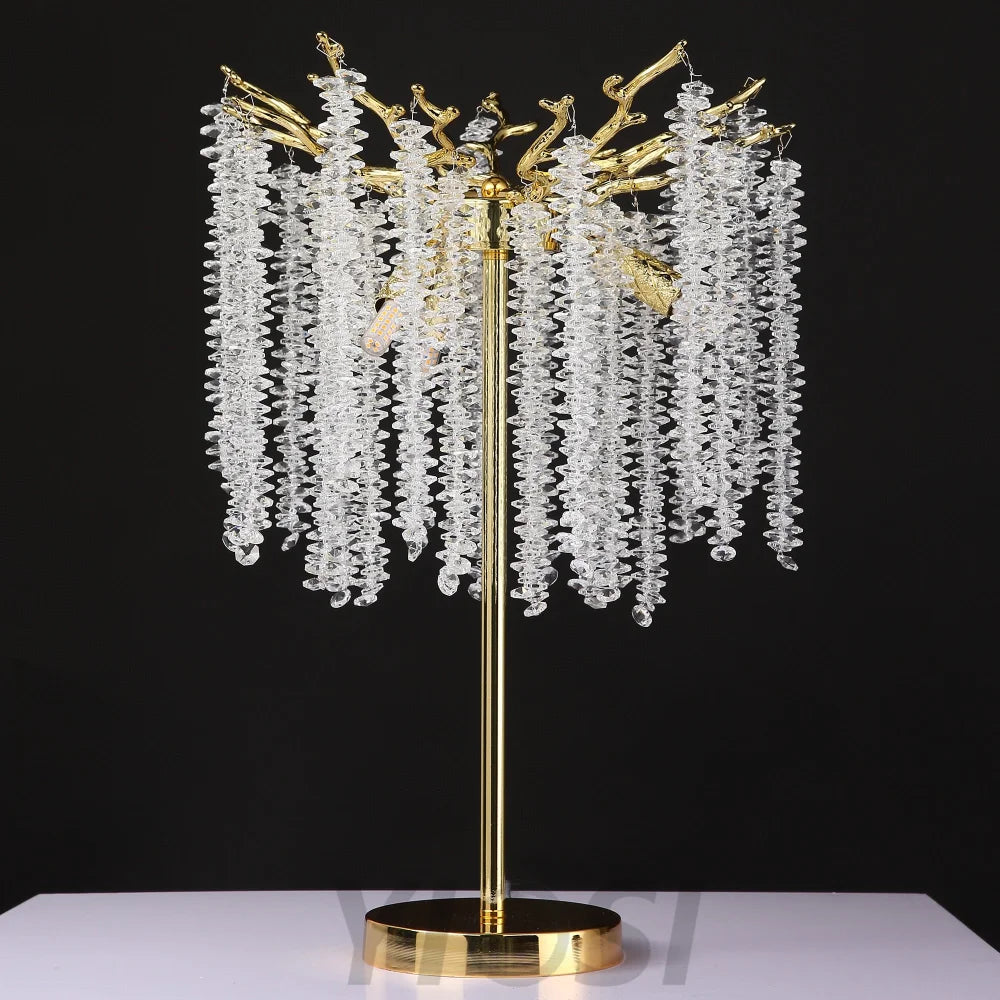 Sunniva Modern Gold Coin Crystal Table Lamp For Bedroom Branch Chandelier