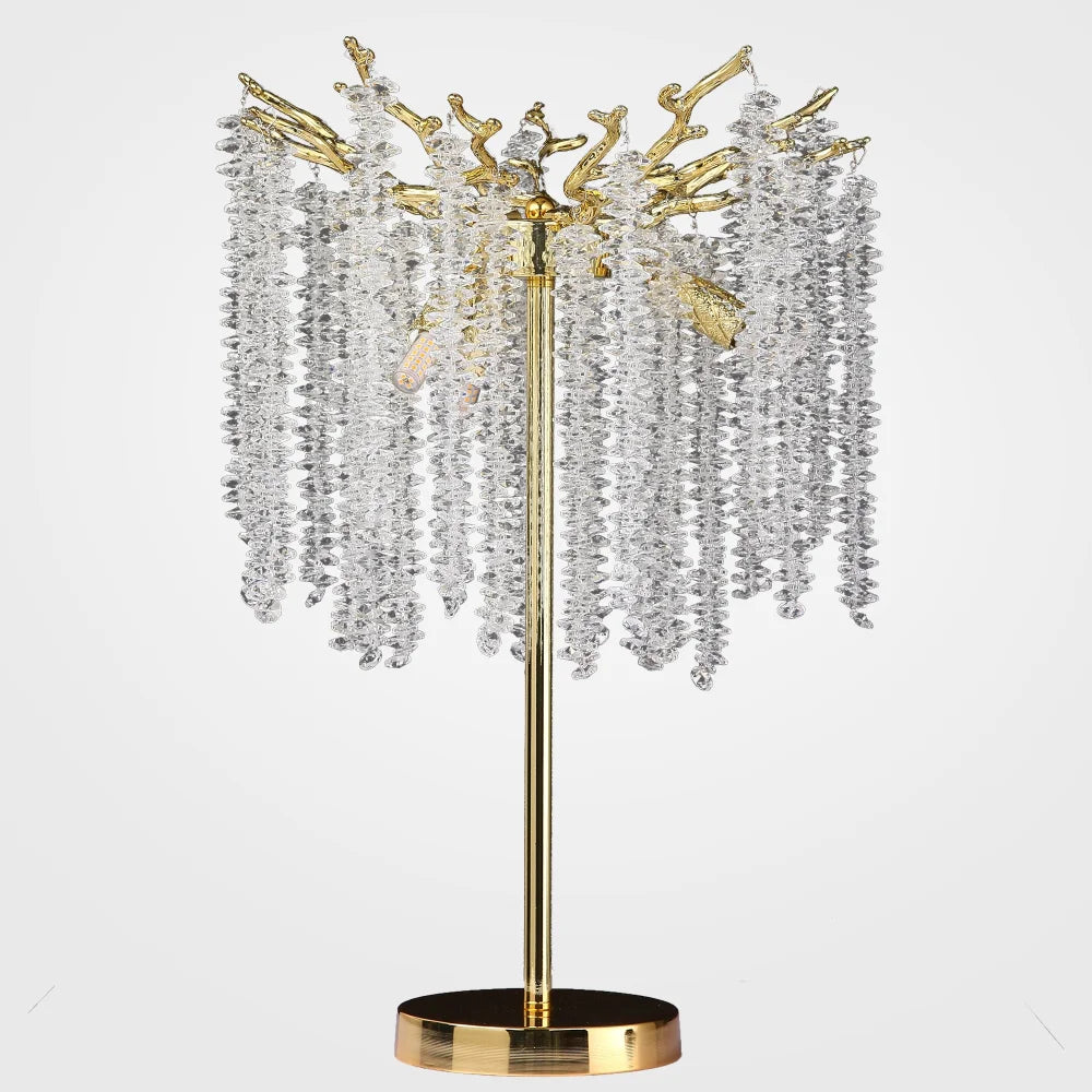 Sunniva Modern Gold Coin Crystal Table Lamp For Bedroom Branch Chandelier