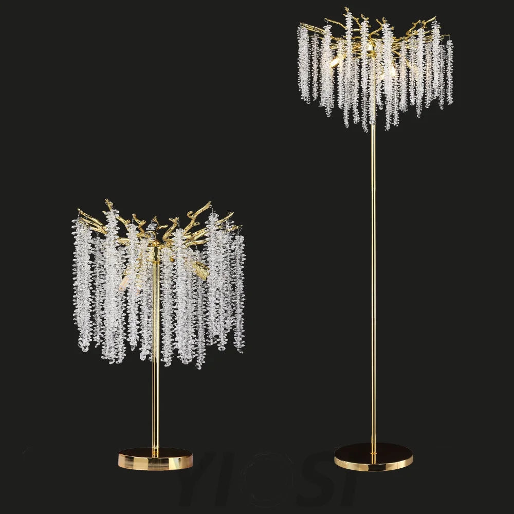 Sunniva Modern Stylish Gold Coin Crystal Floor Lamp For Bedroom Living Room Branch Chandelier