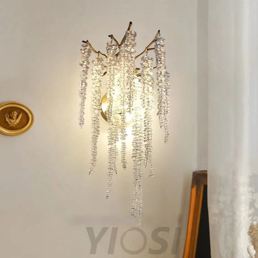 Sunniva Modern Stylish Gold Coin Crystal Wall Sconce For Bedroom Living Room