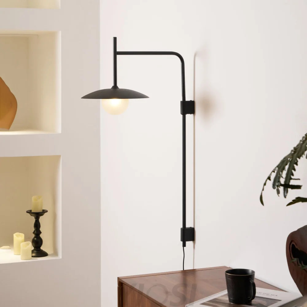 Gea Swing Arm Plug-In Wall Lamp – Adjustable Iron Sconce