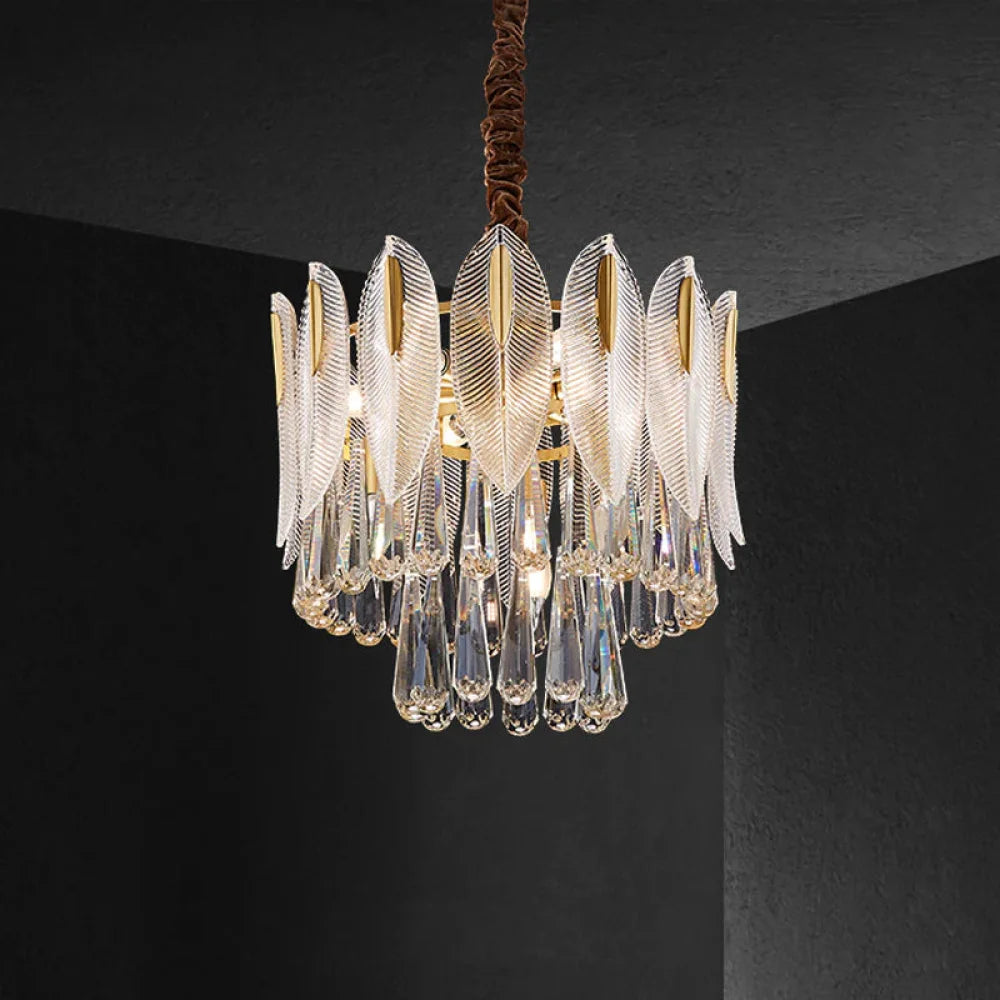 Tacy Modern Double Tier Flake Raindrop Crystal Chandelier D 17.72’’*H 15.75’’