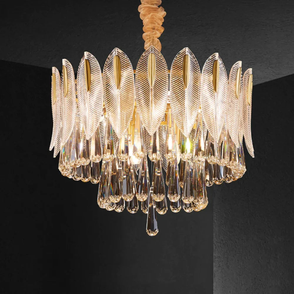 Tacy Modern Double Tier Flake Raindrop Crystal Chandelier D 23.62’’*H 19.69’’