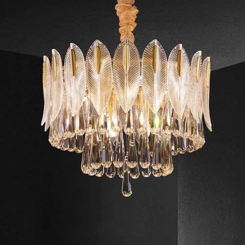 Tacy Modern Double Tier Flake Raindrop Crystal Chandelier D 23.62’’*H 19.69’’