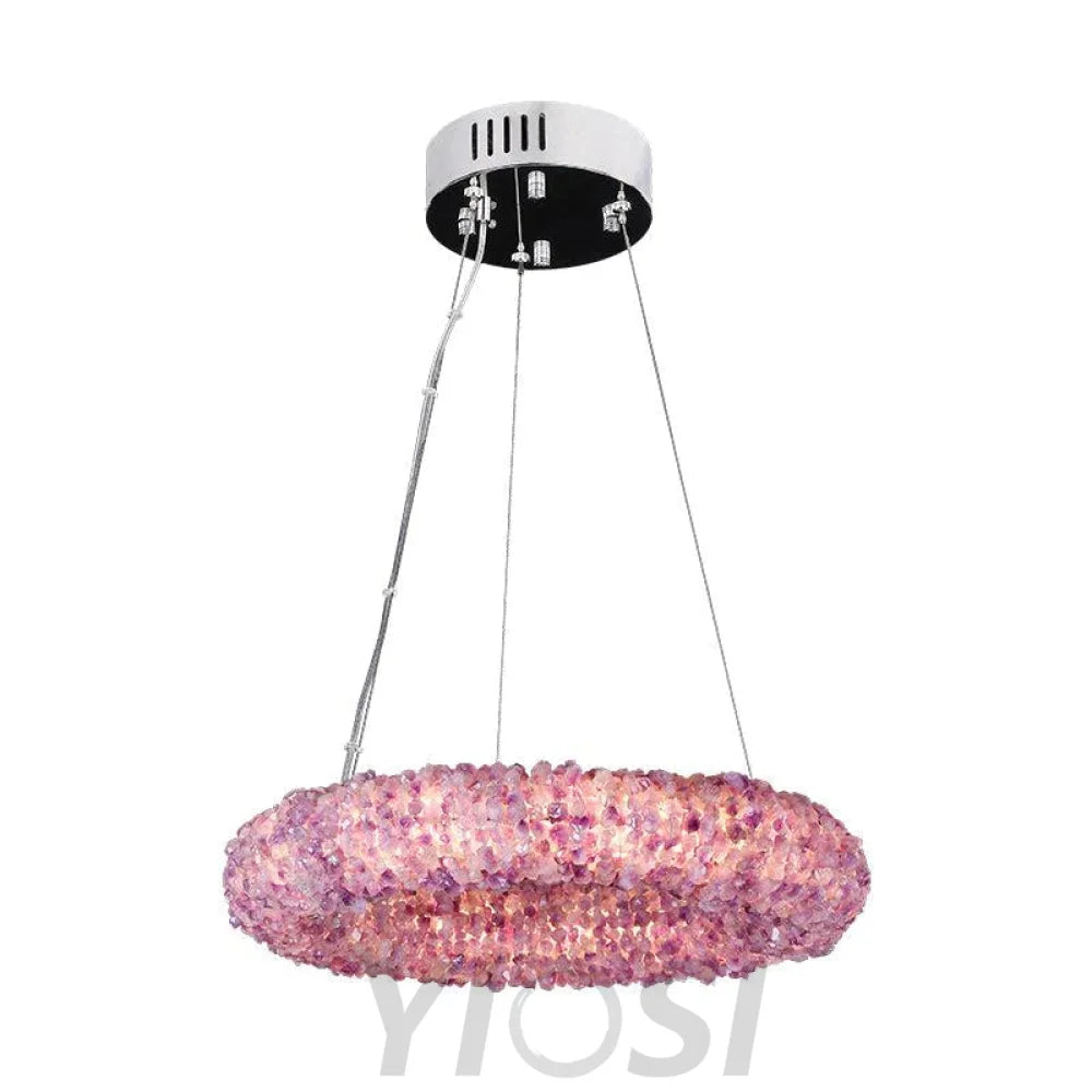 Tadeo Purple Rock Crystal Round Luxury Chandelier