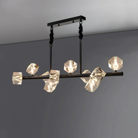 Takku Crystal Linear Chandelier - Black, Gold-1-Yiosilamp