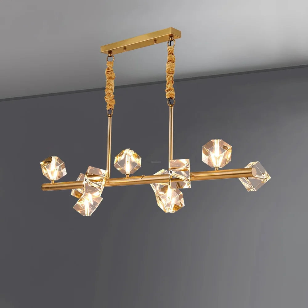 Takku Crystal Linear Chandelier - Black, Gold-1-Yiosilamp