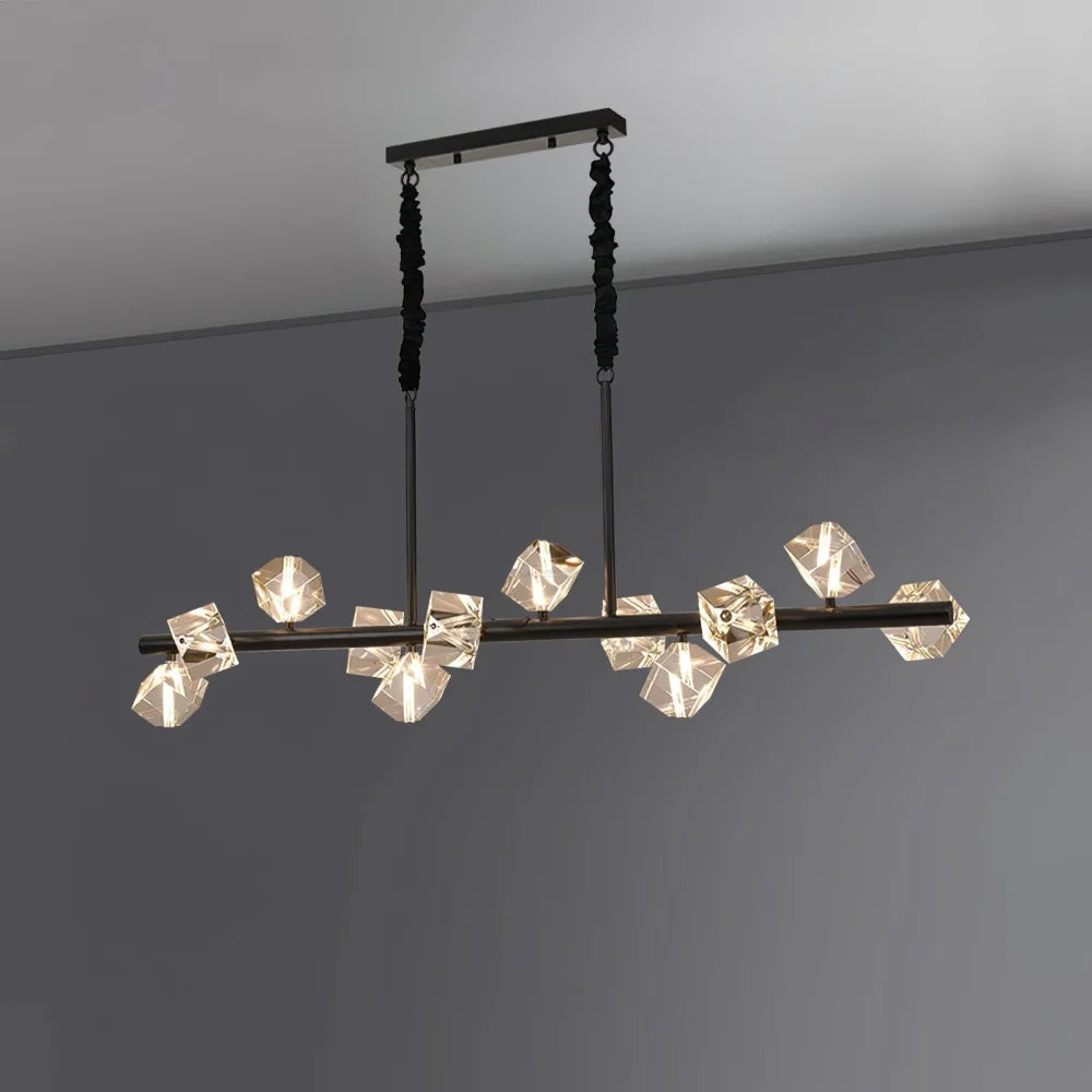 Takku Crystal Linear Chandelier - Black, Gold-1-Yiosilamp