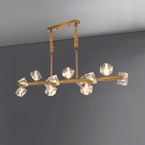 Takku Crystal Linear Chandelier - Black, Gold-1-Yiosilamp