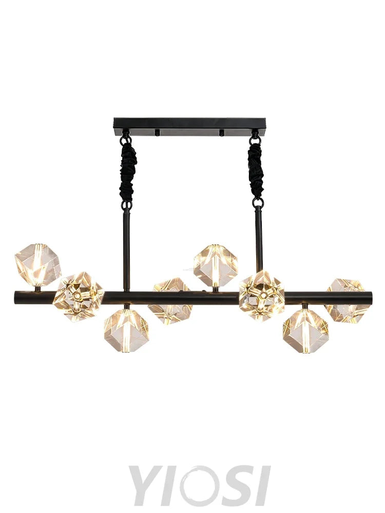 Takku Crystal Linear Chandelier - Black, Gold-1-Yiosilamp