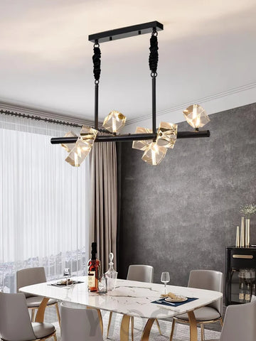 Takku Crystal Linear Chandelier - Black, Gold-1-Yiosilamp