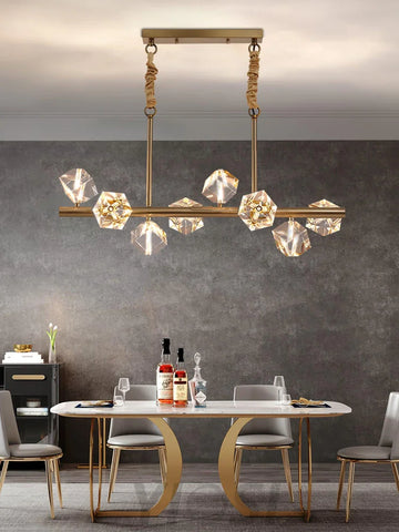 Takku Crystal Linear Chandelier - Black, Gold-1-Yiosilamp