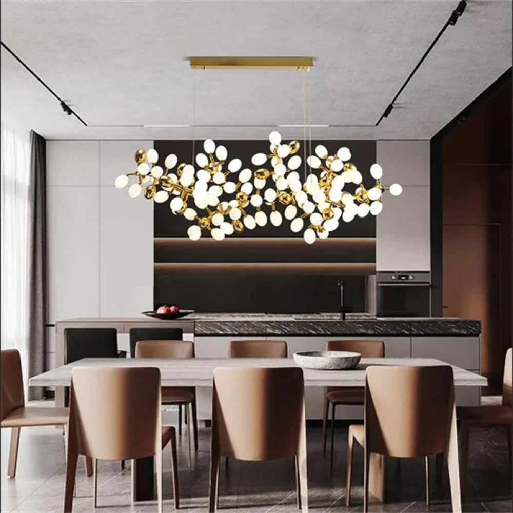 Customize Talia Post Modern Linear Grape Chandelier Chaos Line Black Finish Branch