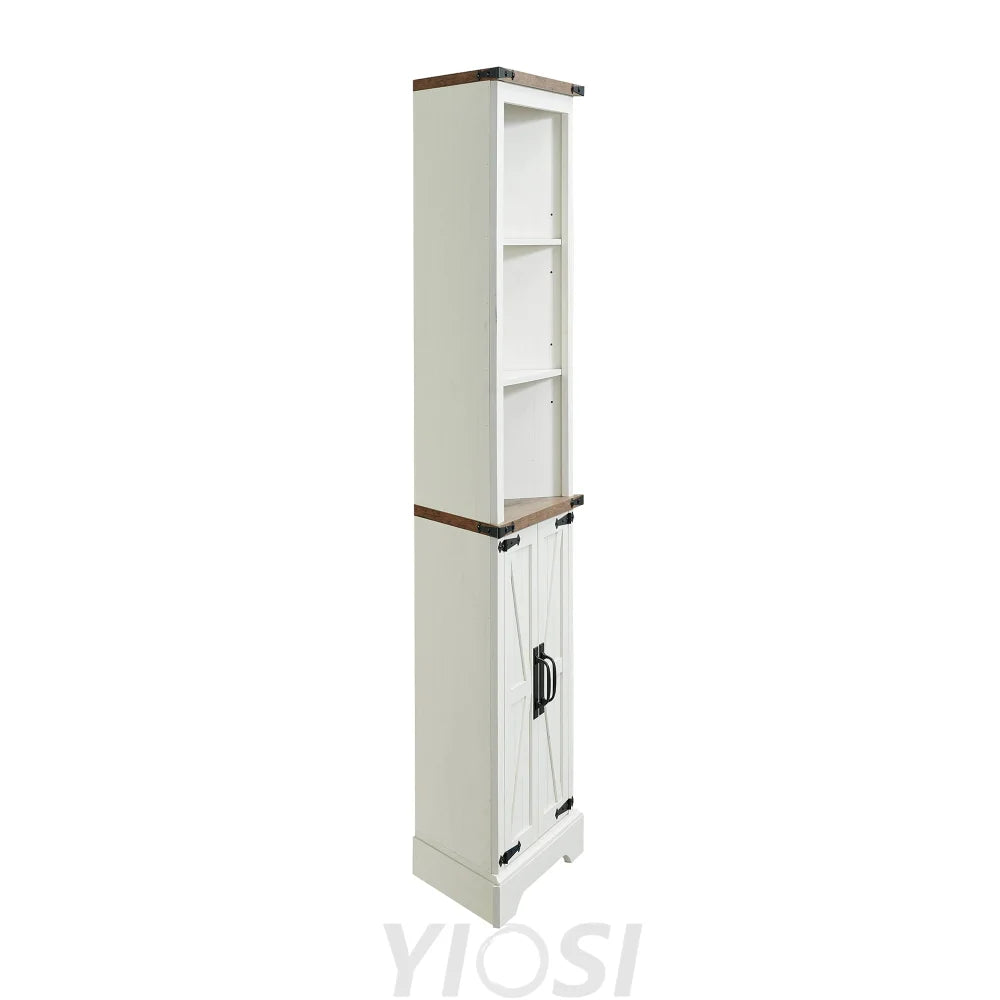 Tall Corner Cabinet Farmhouse Storage Cabinet with Barn Door